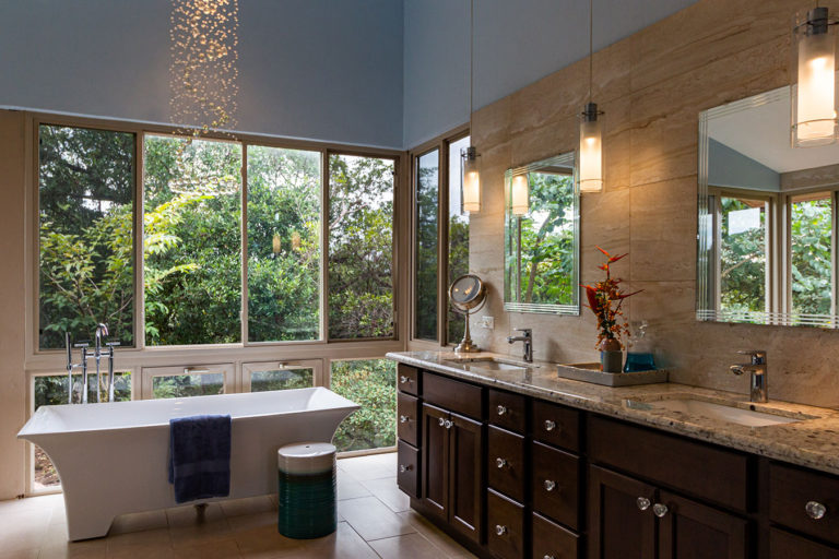 bathroom remodel with big windows